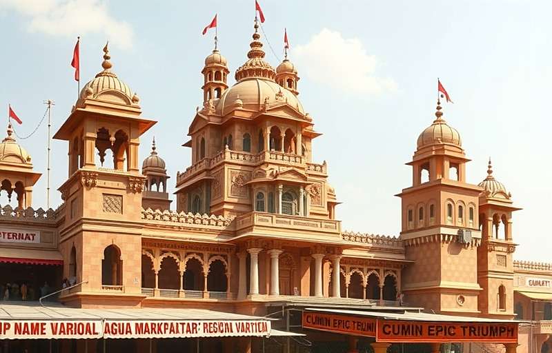 Cumin Epic Triumph - Regional Marketplace Cumin Epic Triumph regional variation showing a Gujarati marketplace with traditional architecture